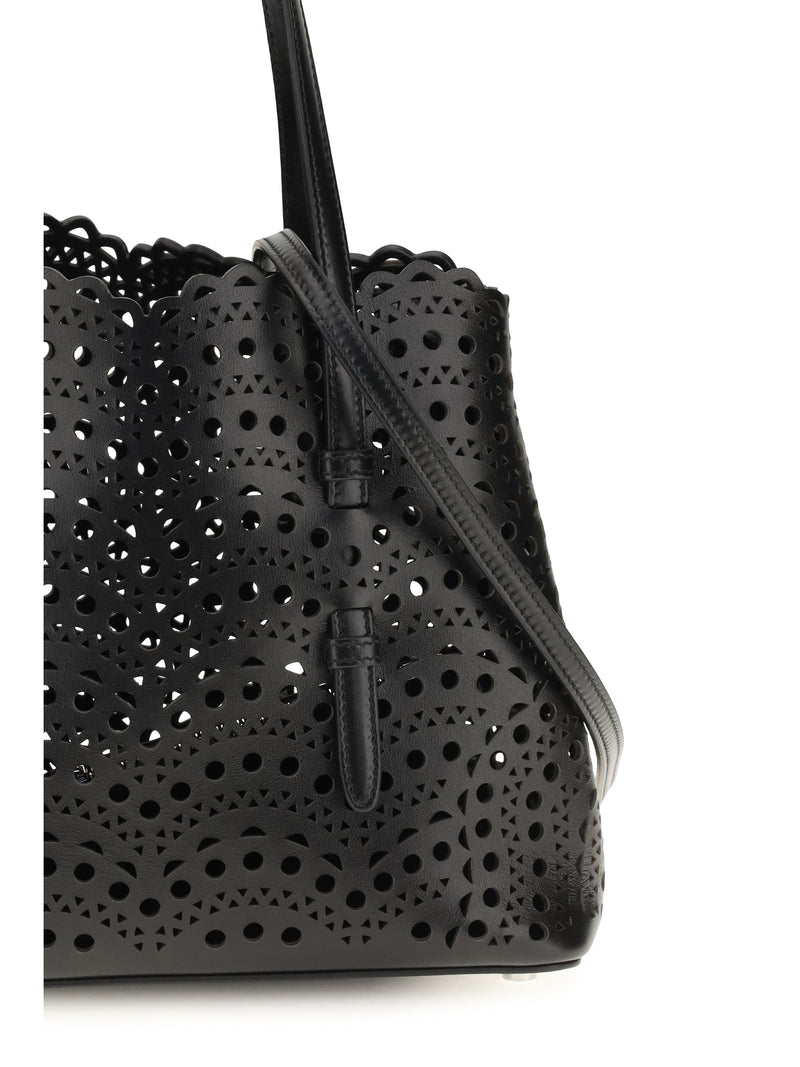 Alaïa Shoulder Bag — Black Perforated Leather