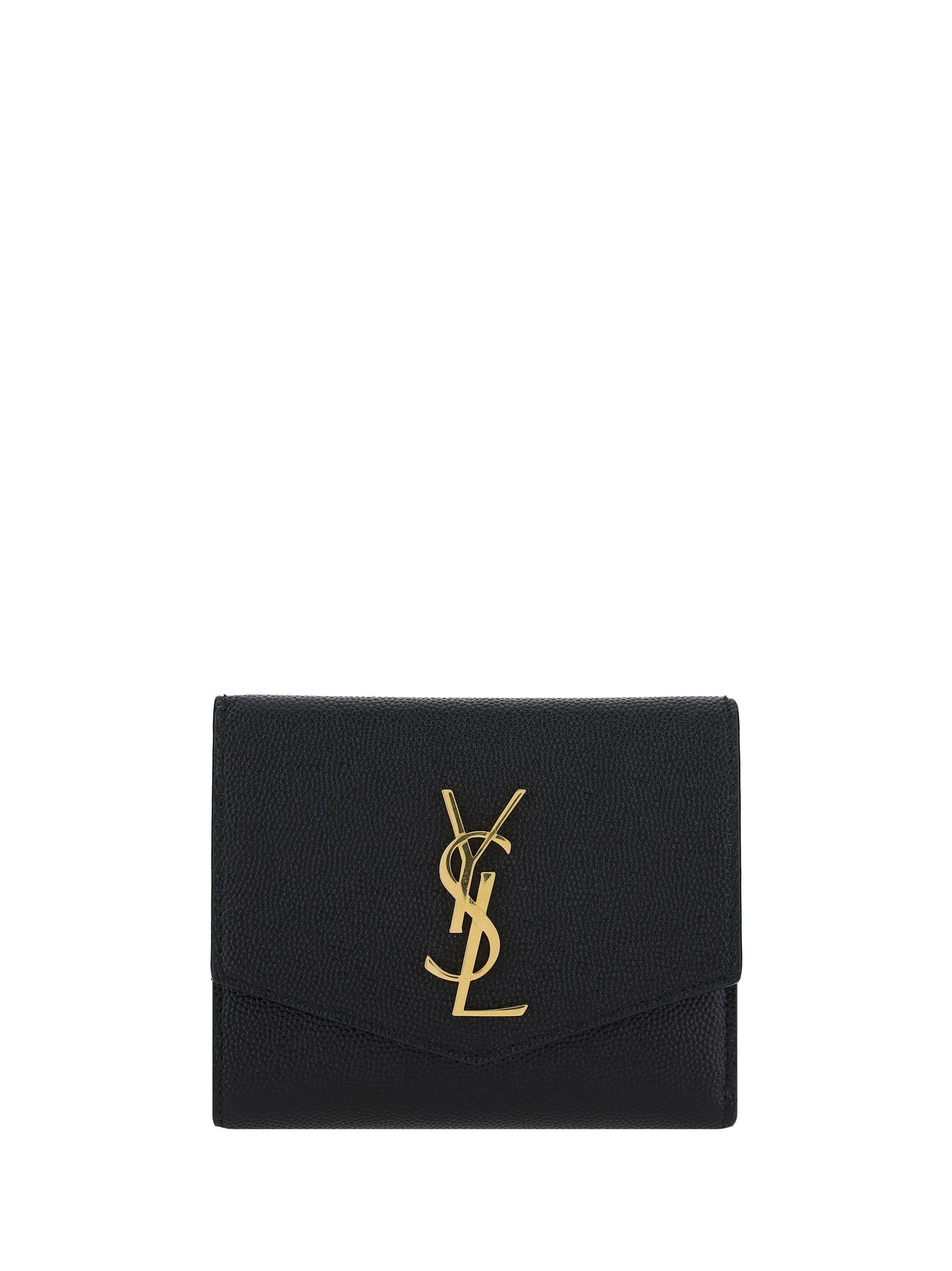 Saint Laurent Calfskin With Signature Ysl Logo Wallet — Black Calf Leather Bos Taurus