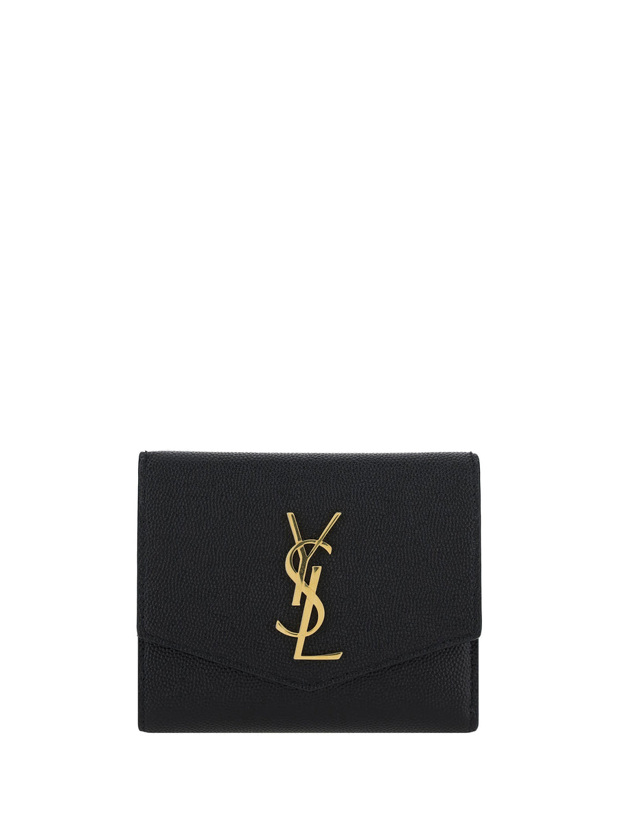 Saint Laurent Calfskin With Signature Ysl Logo Wallet — Black Calf Leather Bos Taurus
