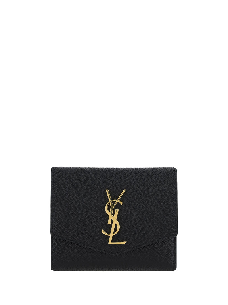 Saint Laurent Embossed Logo Calfskin Wallet — Black Calf Leather & Purses