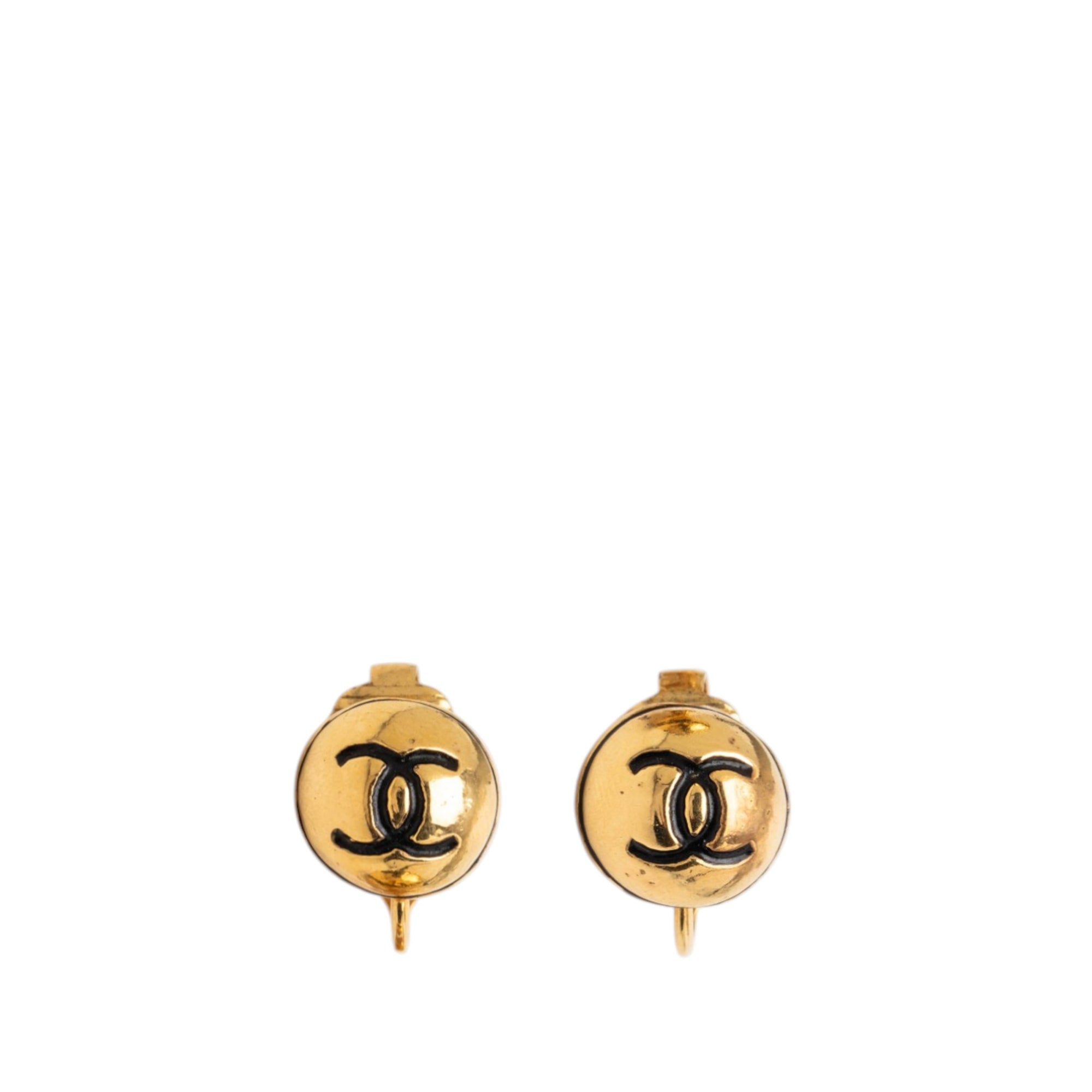 Gold Plated CC Round Clip On Earrings - Image 1
