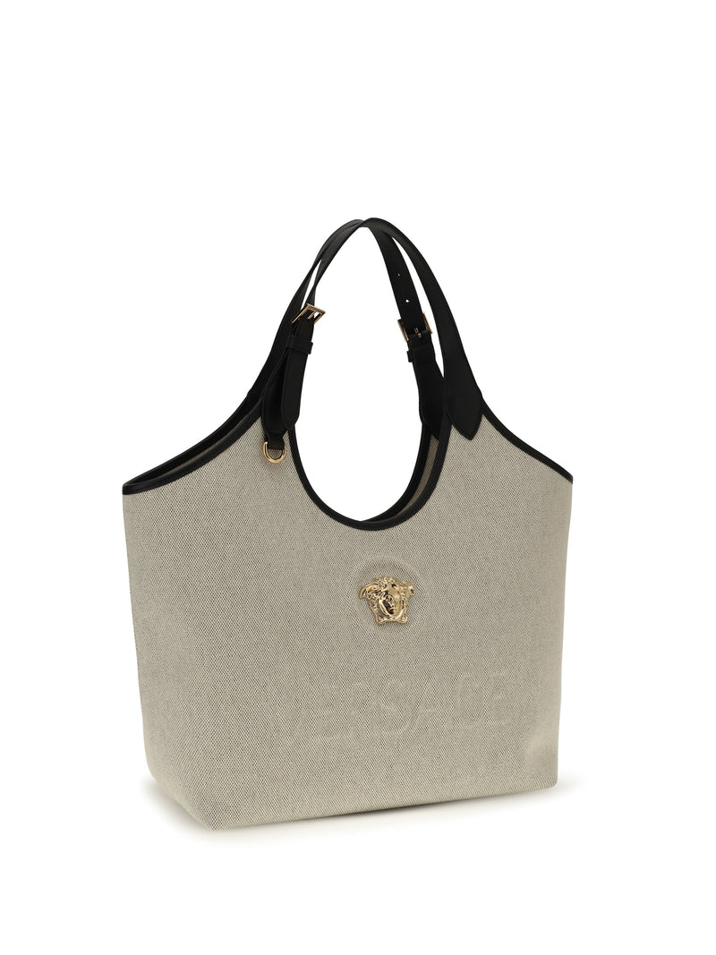 Versace La Medusa Tote Bag — Beige Cotton