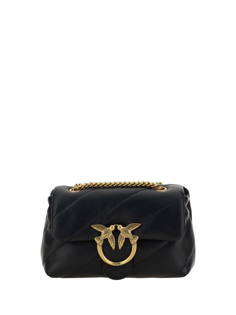 Pinko Love Mini Puff Shoulder Bag — Black Calf Leather