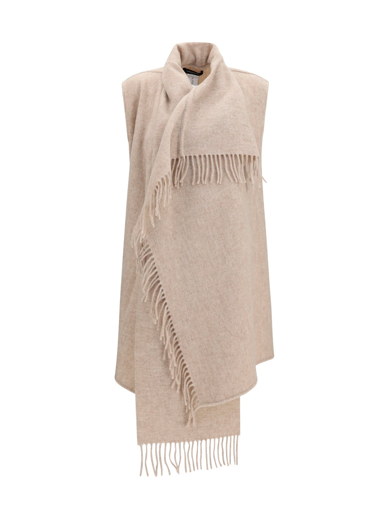 Fabiana Filippi Merino Wool With Fringe Shawl — Beige (ovis Aries) Shawls