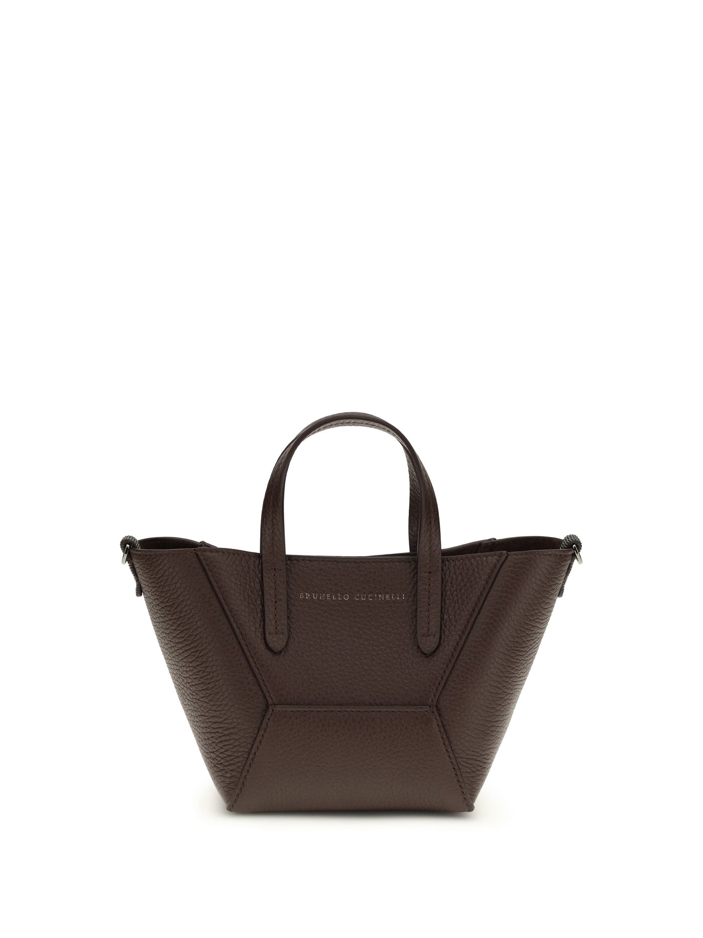 Brunello Cucinelli Pebbled Calf Leather Tote Bag — Brown