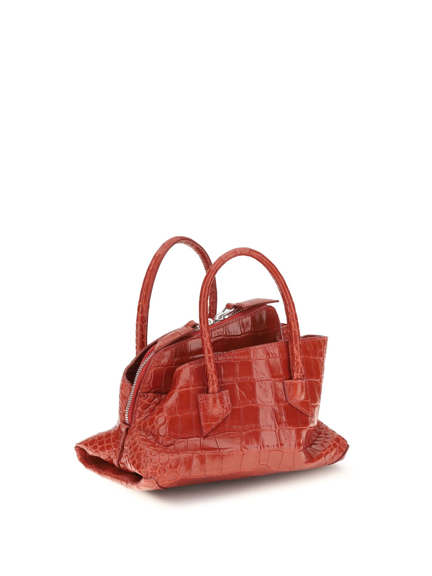 The Attico La Passeggiata Mini Top Handle Bag — Red Calf Leather