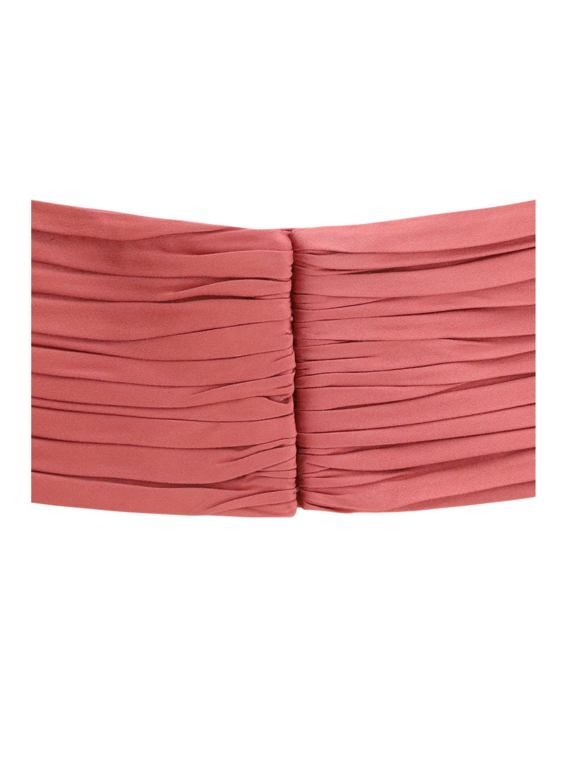 Valentino Garavani Satin Pleated Waist Belt — Pink Viscose