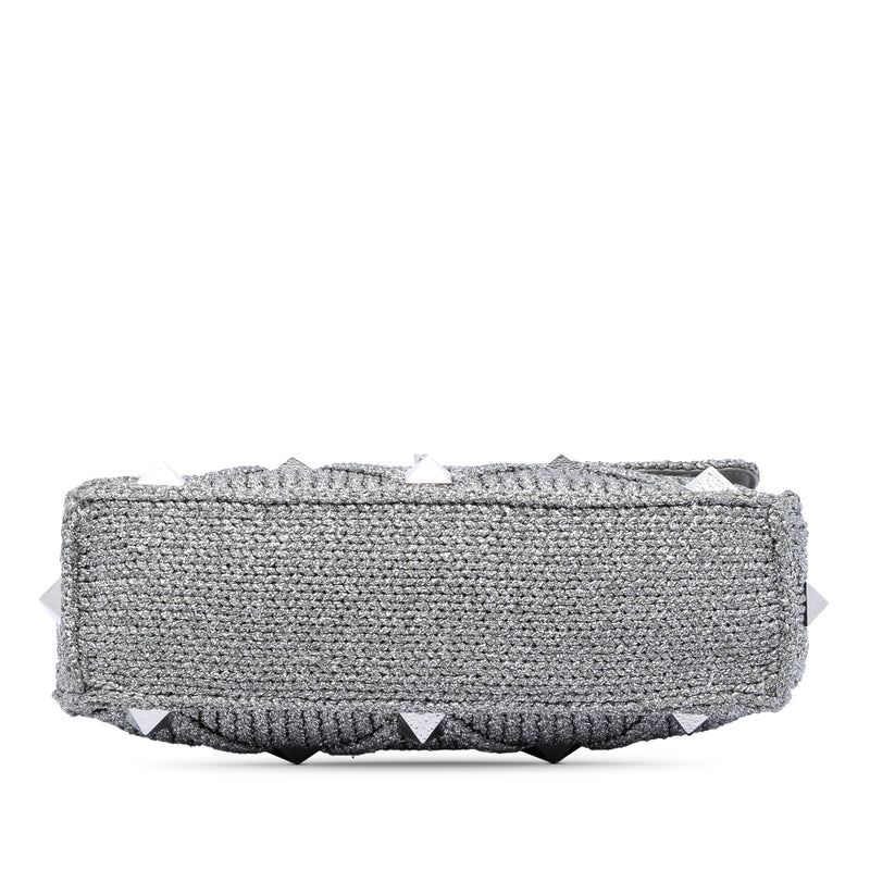 Large Metallic Knit Roman Stud Satchel - Image 3