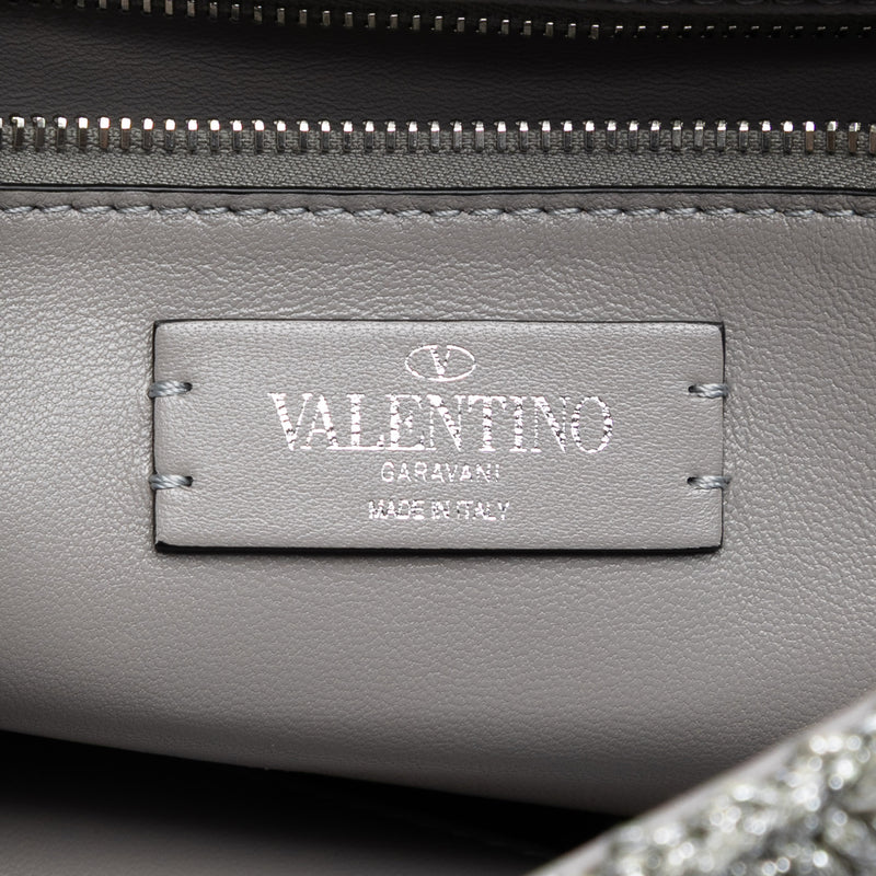 Large Metallic Knit Roman Stud Satchel - Image 5