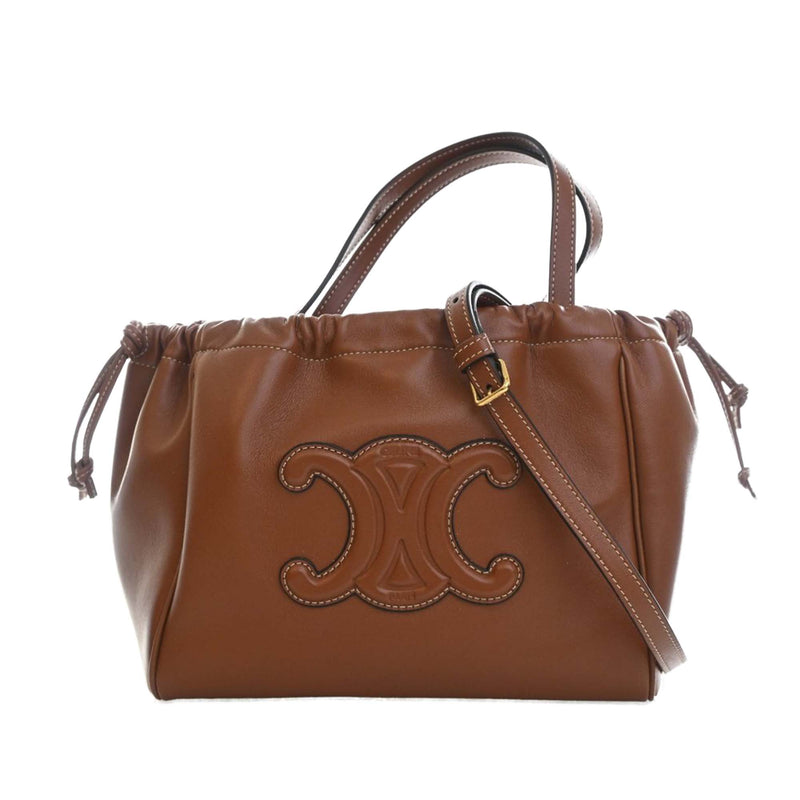 Small Calfskin Cuir Triomphe Cabas Drawstring Satchel