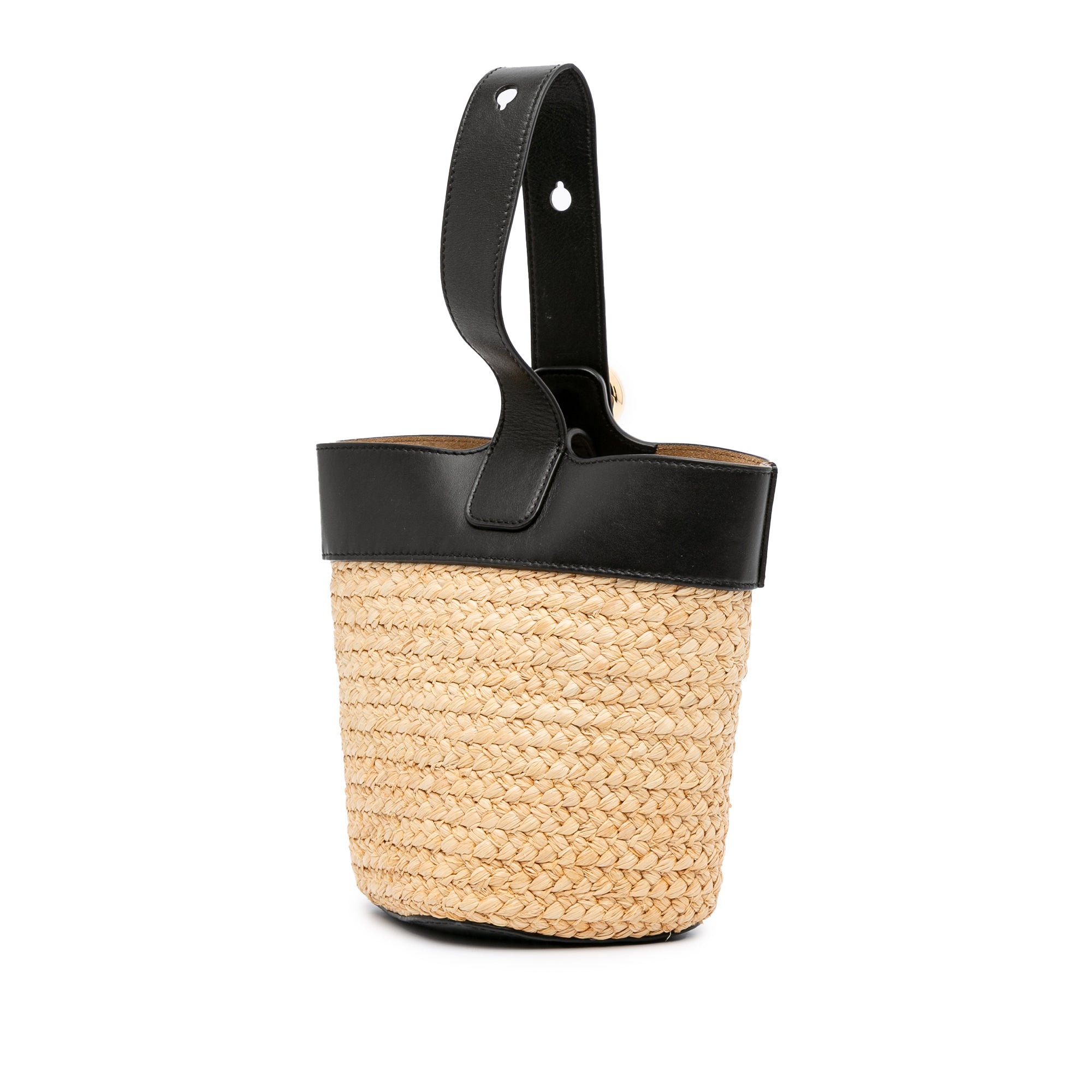 Mini Raffia Pebble Bucket Bag - Image 2