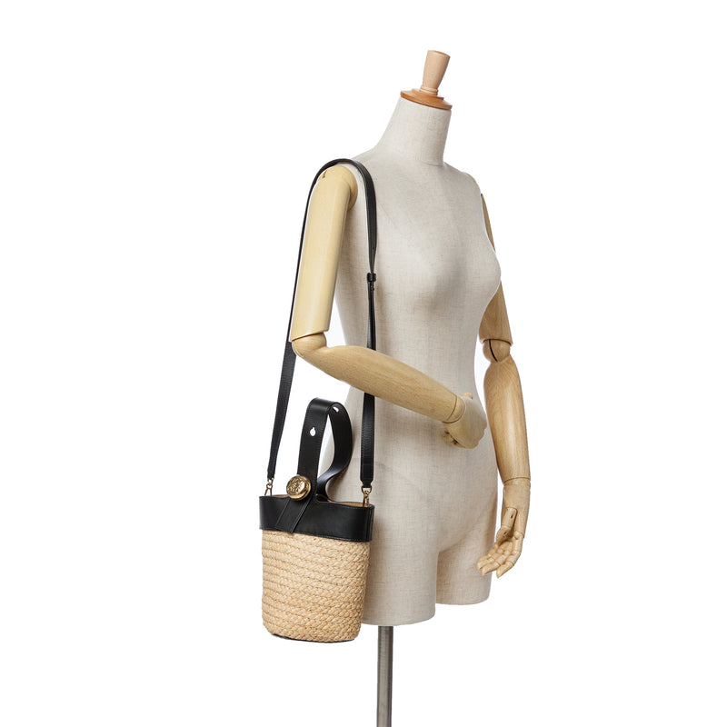 Mini Raffia Pebble Bucket Bag - Image 7