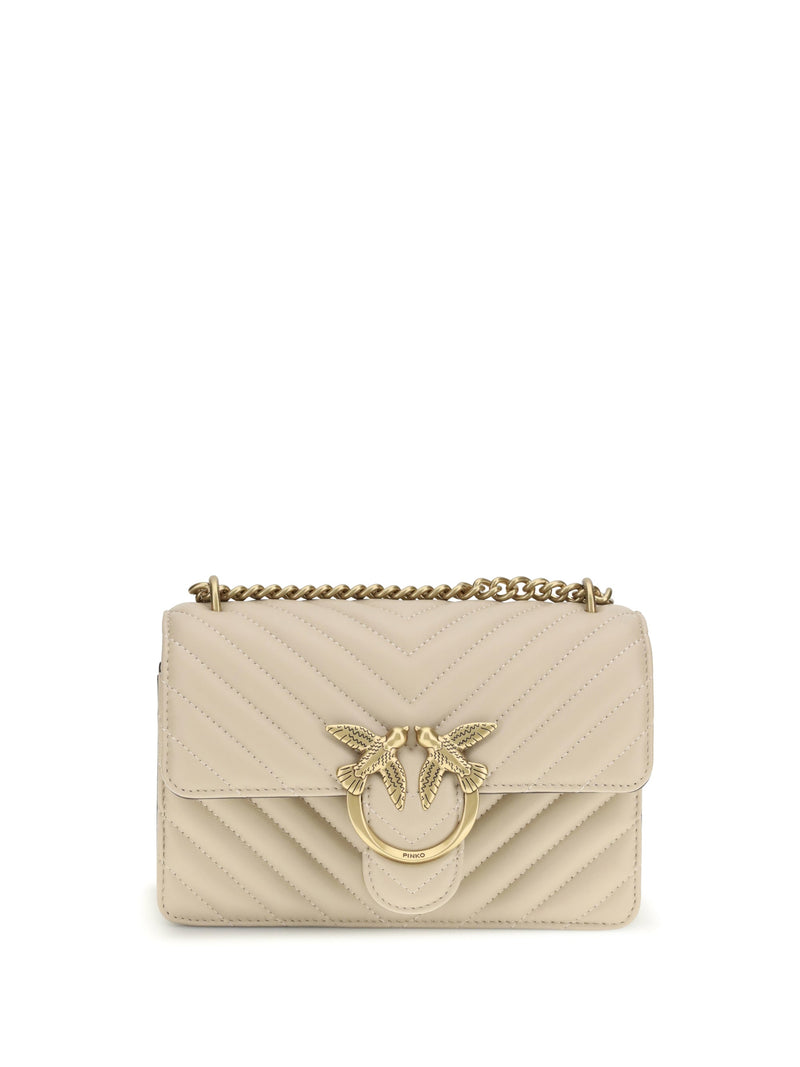 Pinko Love Shoulder Bag — Beige Calf Leather (bos Taurus)