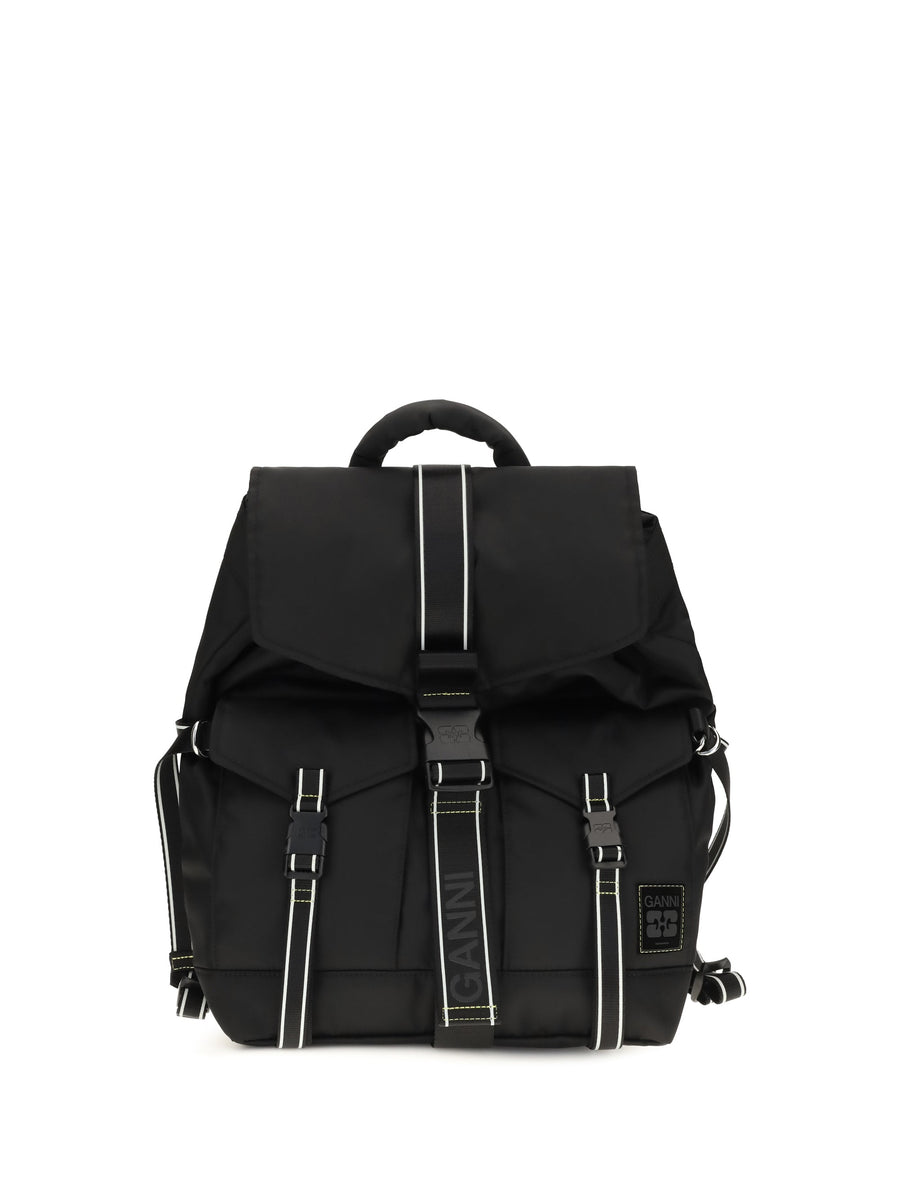 Ganni Re-Tech Recycled Polyamide Backpack — Black