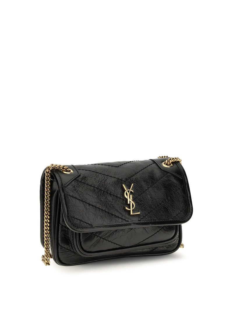 Saint Laurent Mini Niki Shoulder Bag — Black Calf Leather
