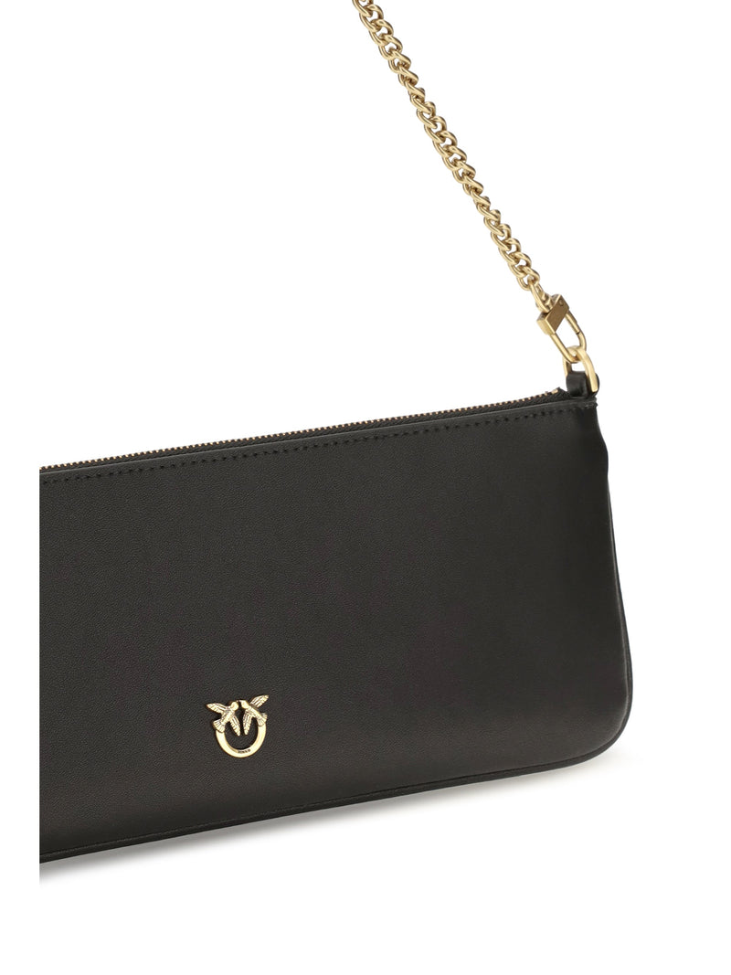 Pinko Horizontal Flat Clutch — Black Calf Leather (bos Taurus)