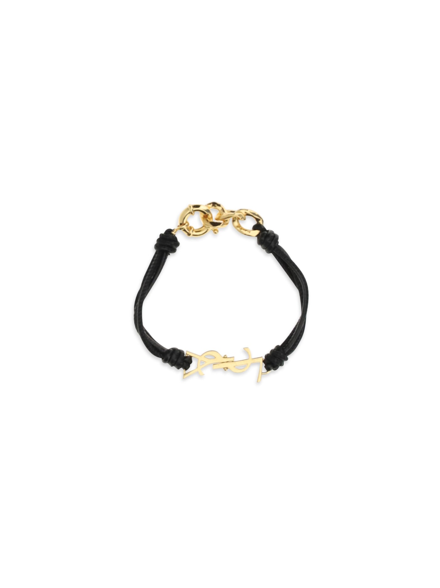 Saint Laurent Cassandre Bracelet — Black Lamb Ovis Aries Aries; Brass Bracelets