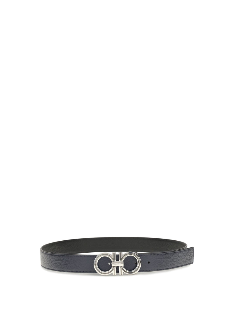 Ferragamo Reversible Leather Belt — Navy Calf Bos Taurus