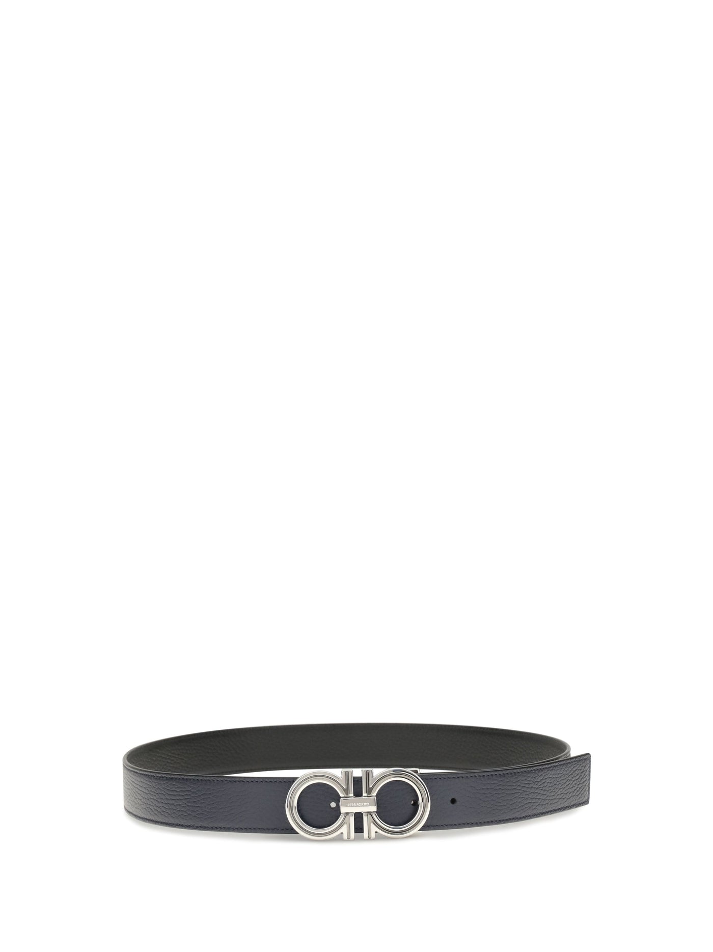 Ferragamo Reversible Leather Belt — Navy Calf