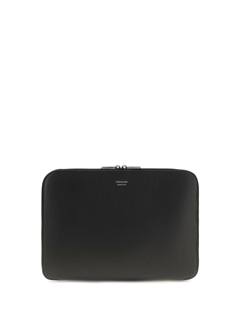 Ferragamo Shoulder Bag — Black Calf Leather Bos Taurus