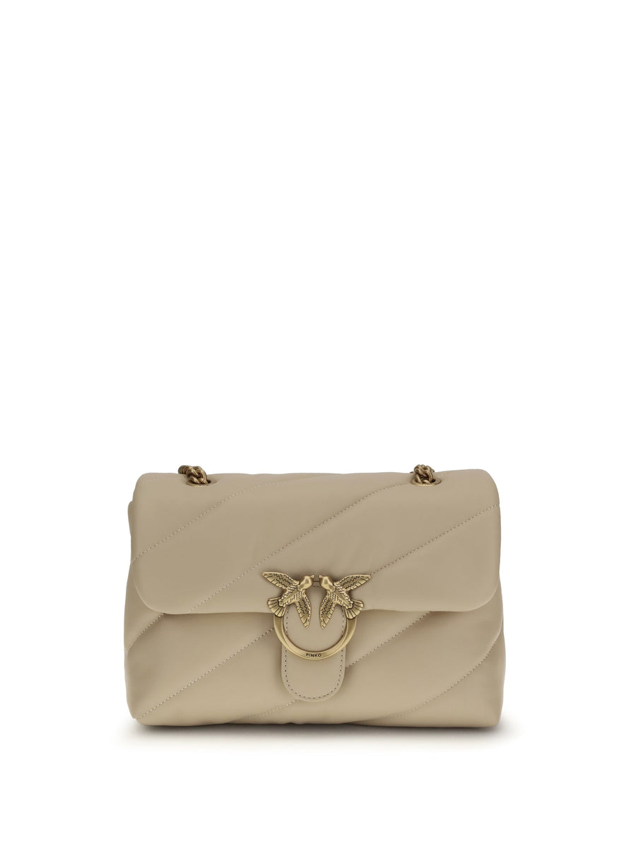 Pinko Love Shoulder Bag — Beige Calf Leather Bos Taurus