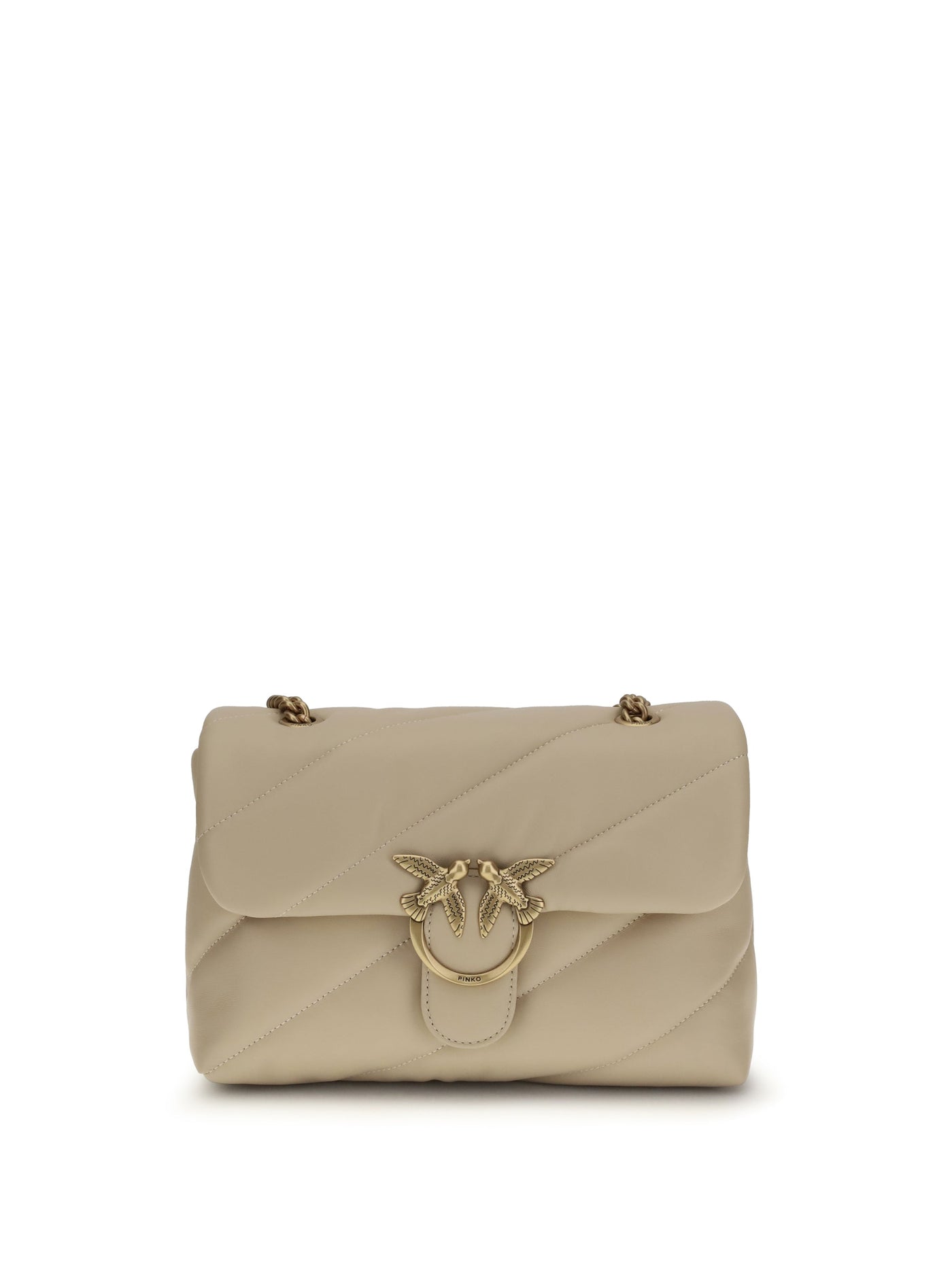 Pinko Love Shoulder Bag — Beige Calf Leather