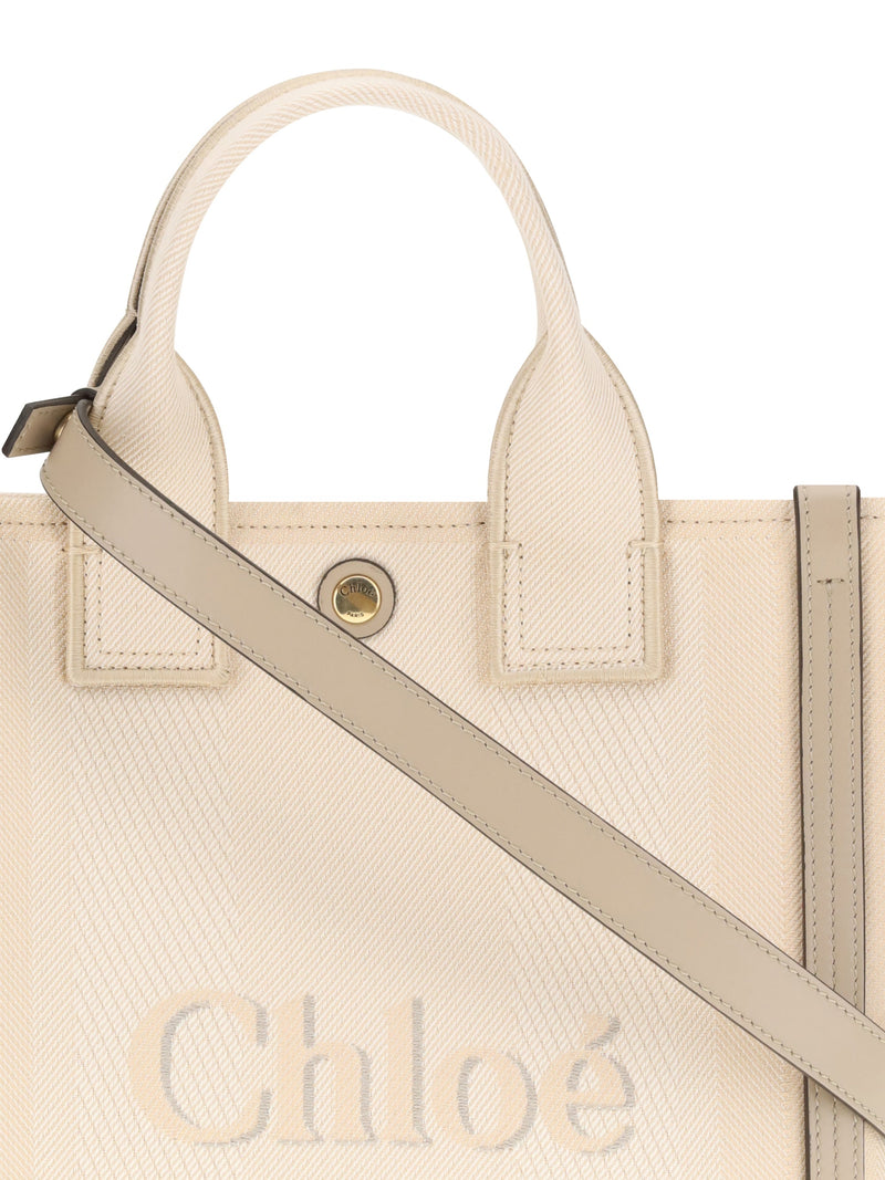 Chloé Carry Tote Bag — Beige Cotton