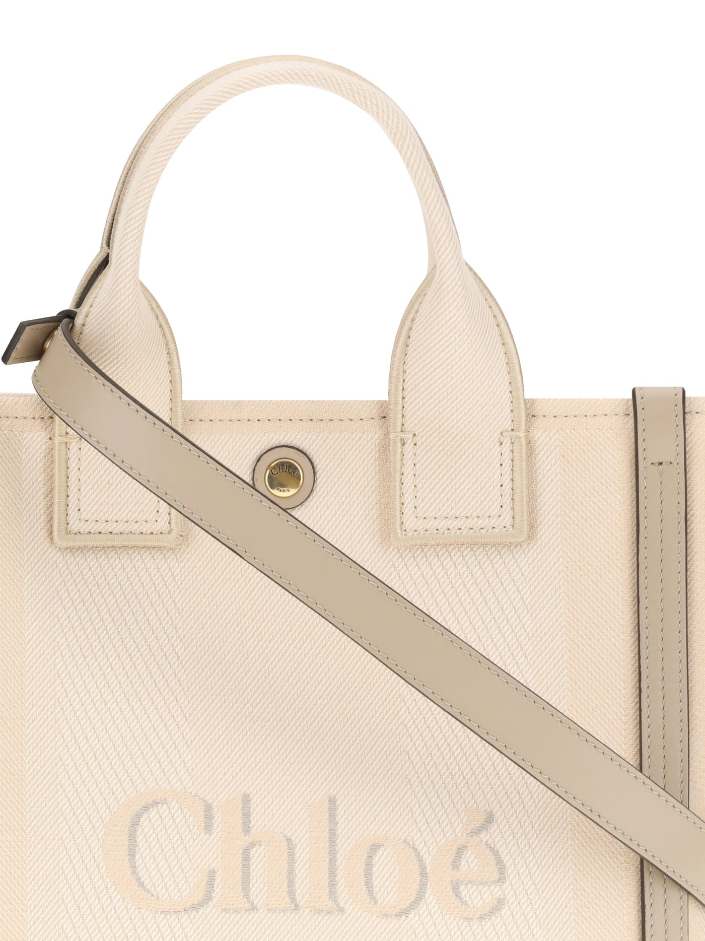 Chloé Carry Tote Bag — Beige Cotton