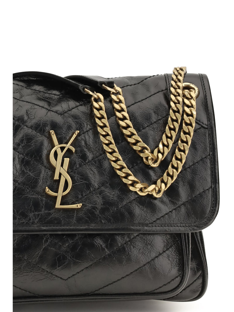 Saint Laurent Niki Shoulder Bag — Black Calf Leather Bos Taurus