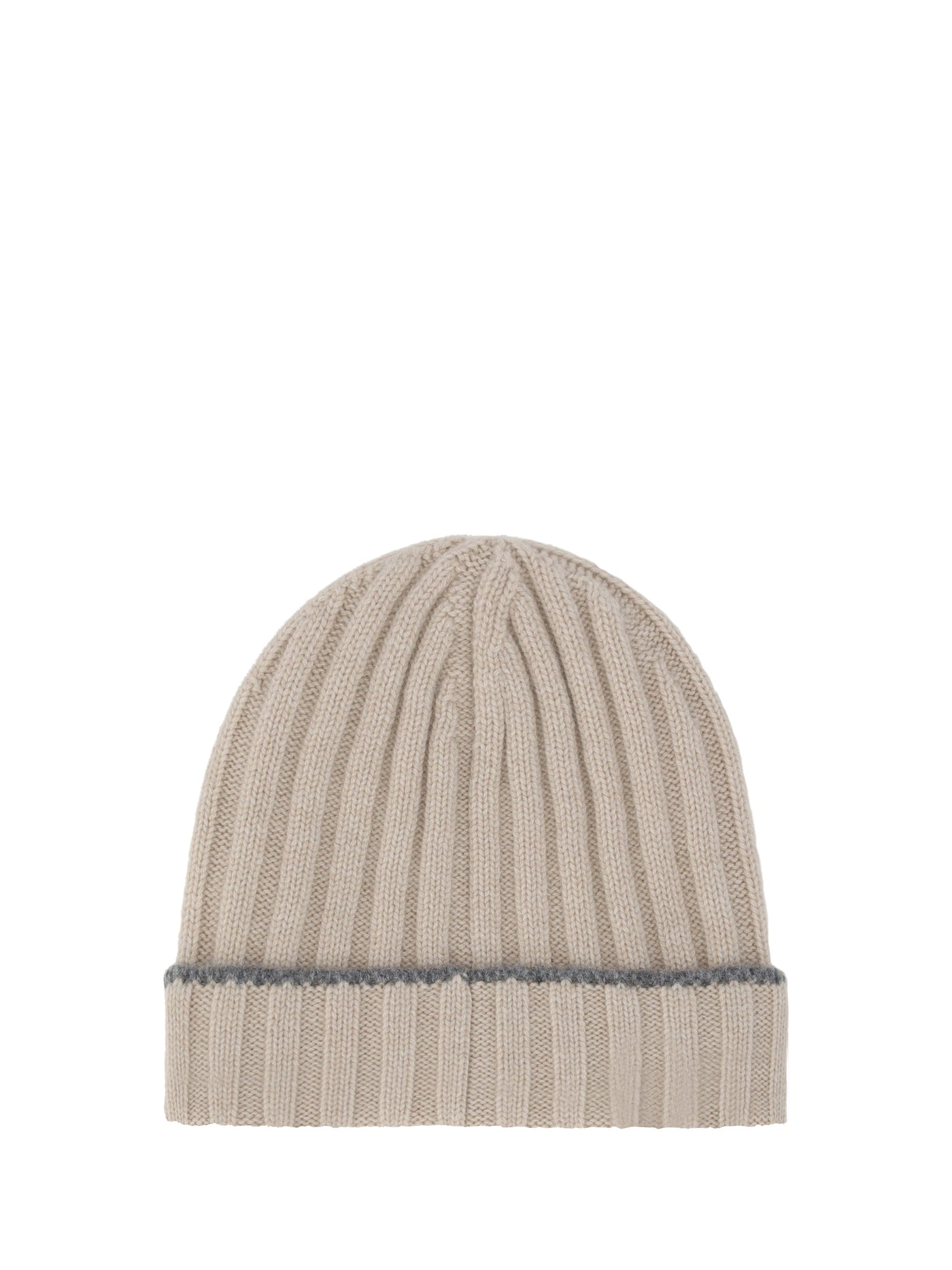 Brunello Cucinelli M2240900 Cashmere Ribbed-Knit Beanie — Beige Beanies
