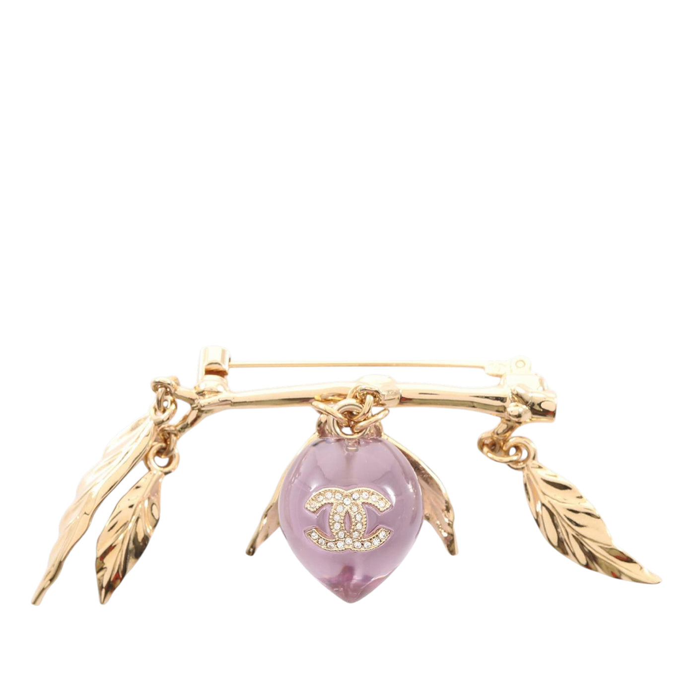 Gold Plated Resin CC Pendant Branch Brooch - Image 1