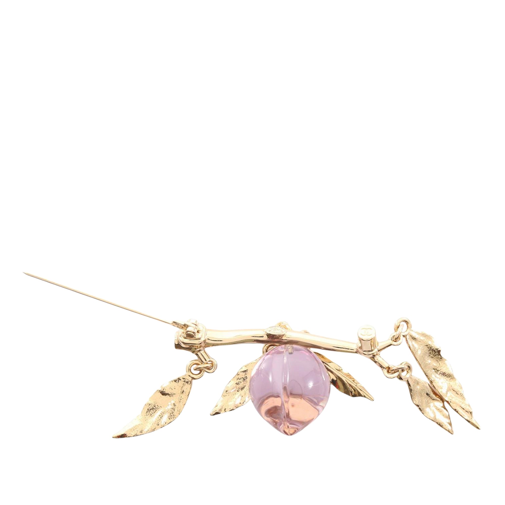 Gold Plated Resin CC Pendant Branch Brooch - Image 2