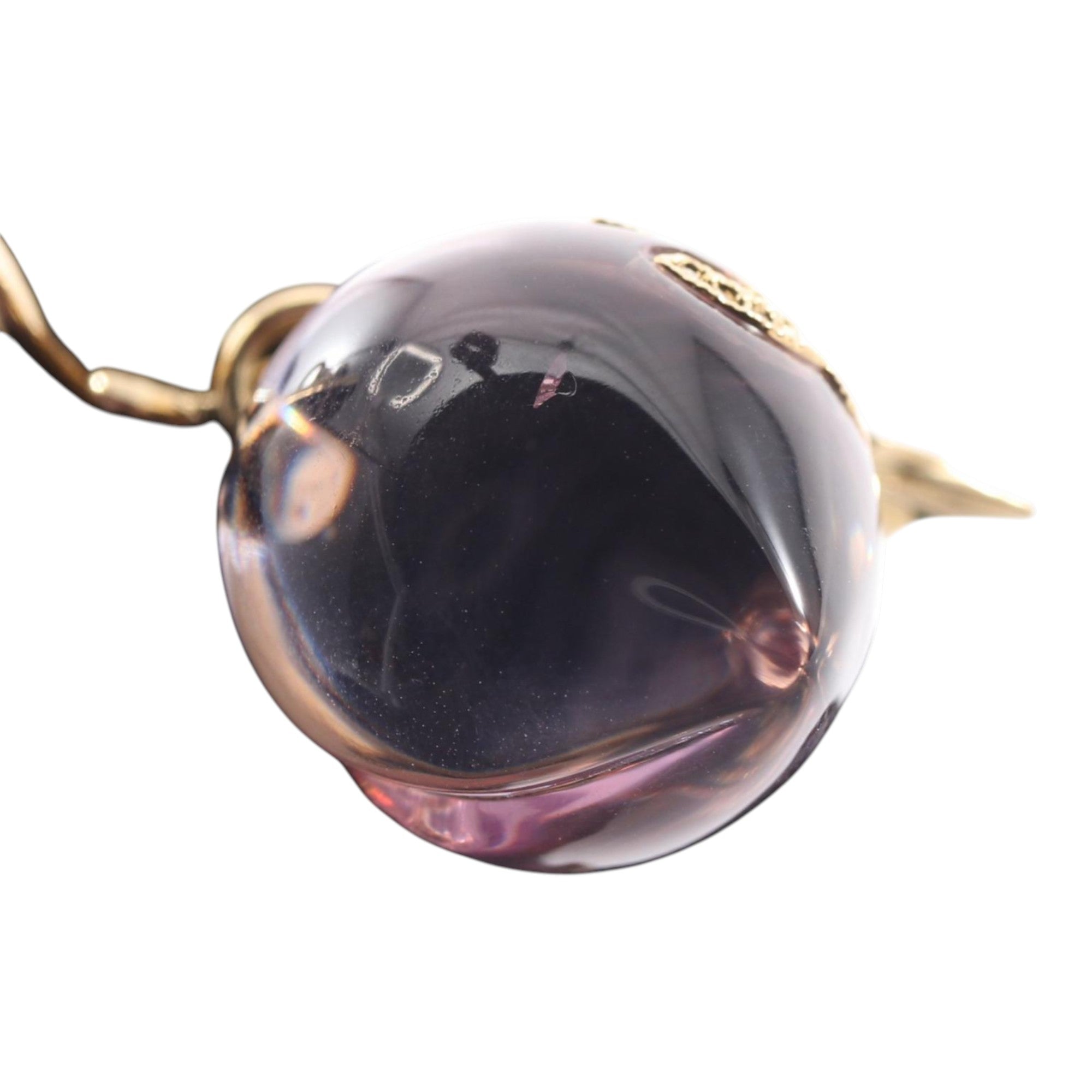 Gold Plated Resin CC Pendant Branch Brooch - Image 4