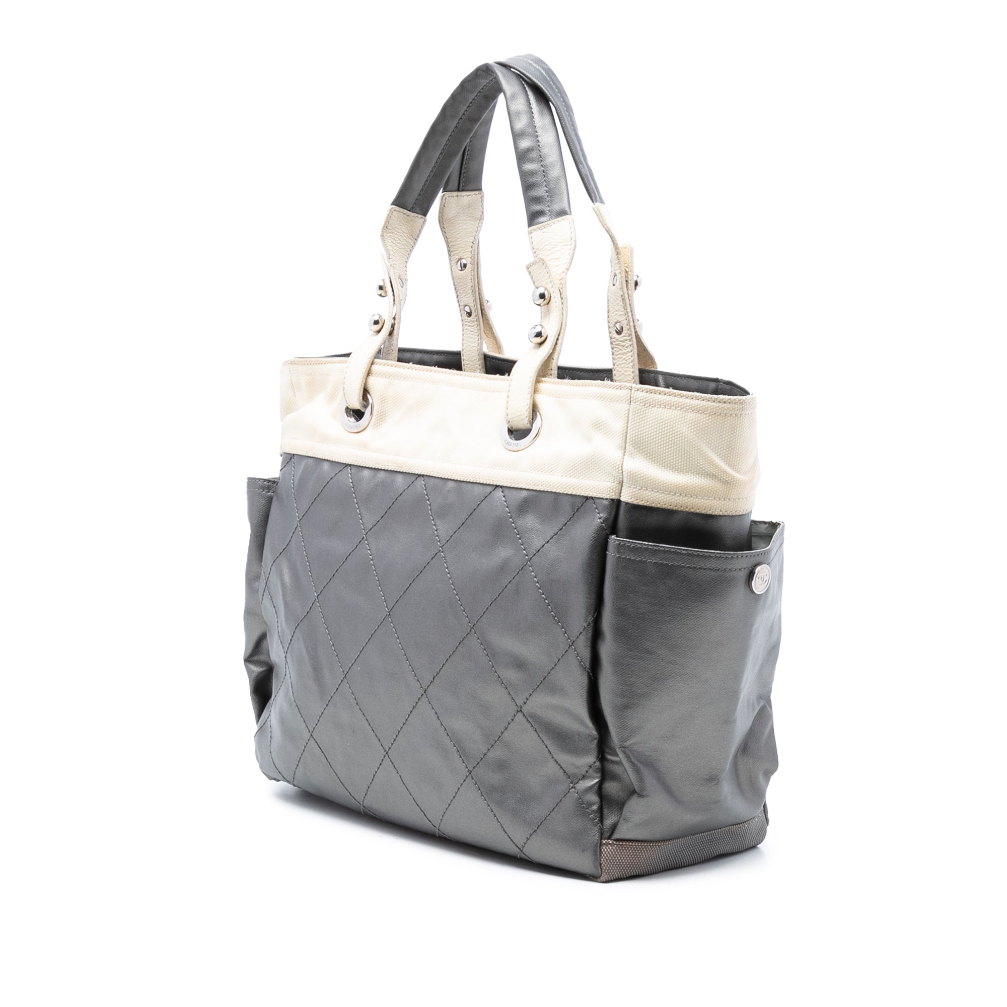 Large Bicolor Quilted Coated Canvas Paris Biarritz Tote - Image 2