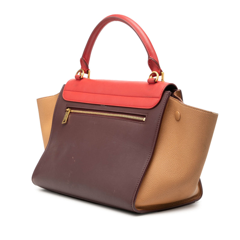 Small Tricolor Leather Trapeze Satchel - Image 2