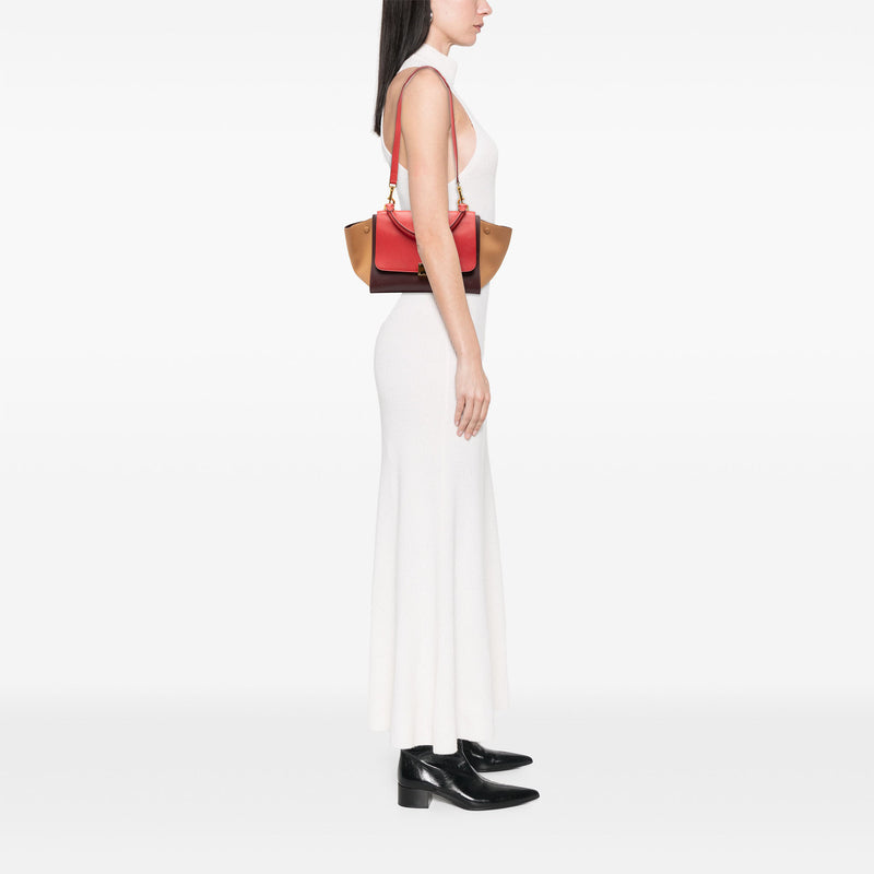 Small Tricolor Leather Trapeze Satchel - Image 7