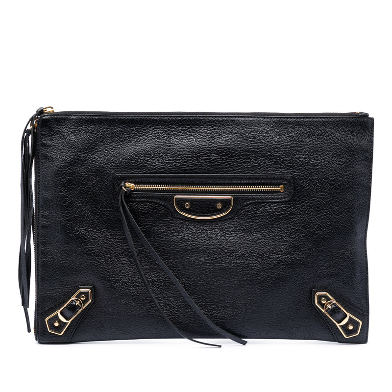 Goatskin Motocross Classic Metallic Edge Clutch