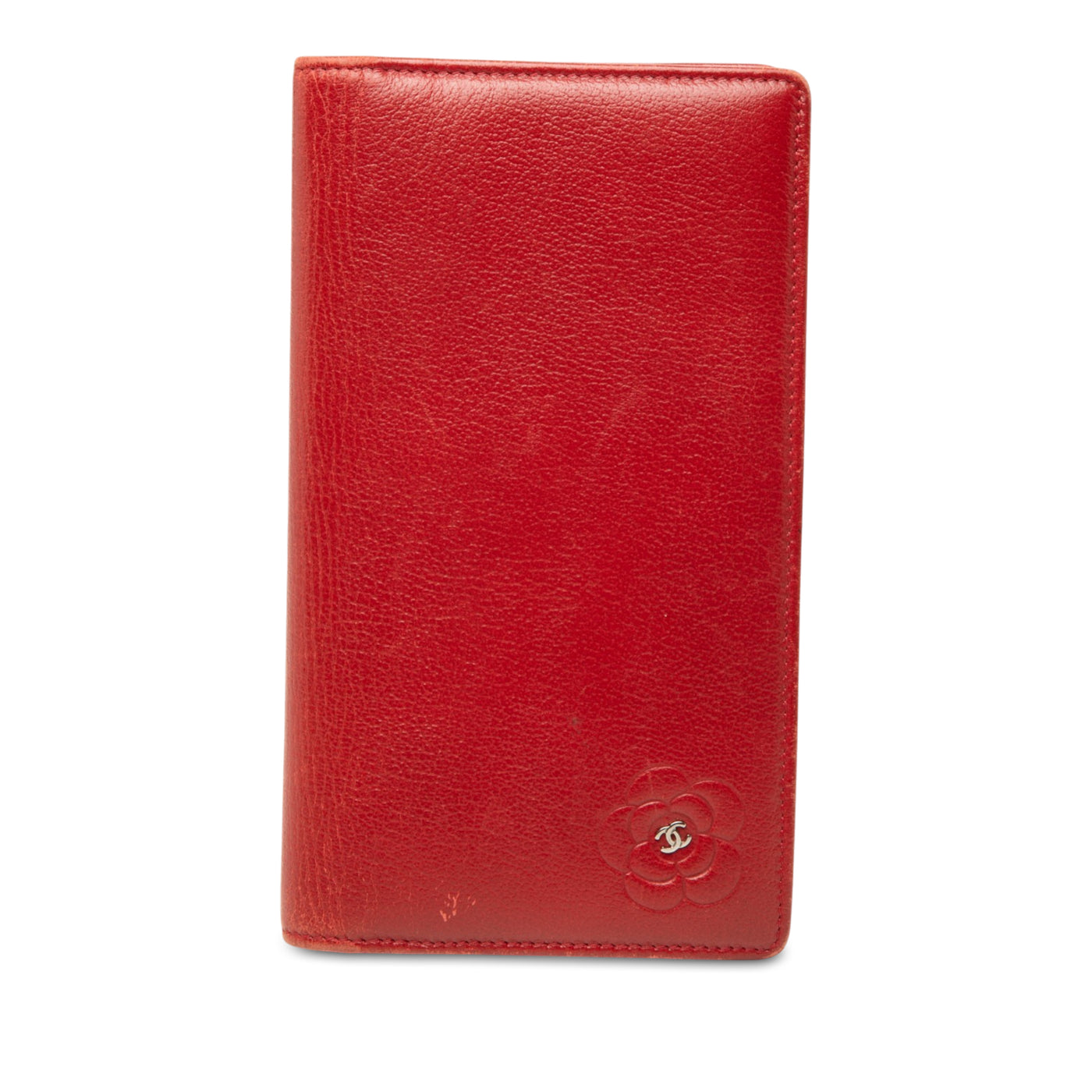 CC Camellia Embossed Leather Long Wallet - Image 1