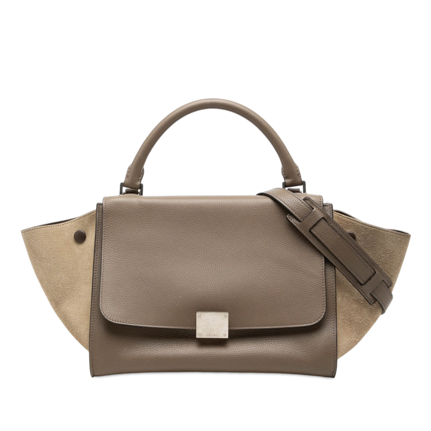 Small Bicolor Calfskin and Suede Trapeze Satchel - Image 1