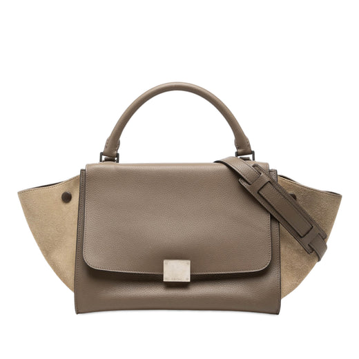 Small Bicolor Calfskin and Suede Trapeze Satchel - Image 1