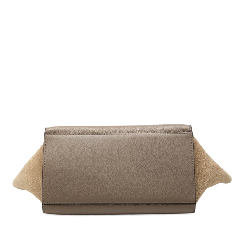 Small Bicolor Calfskin and Suede Trapeze Satchel - Image 3