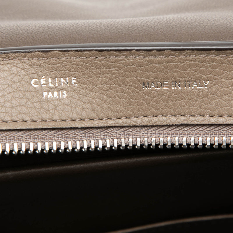Small Bicolor Calfskin and Suede Trapeze Satchel - Image 5
