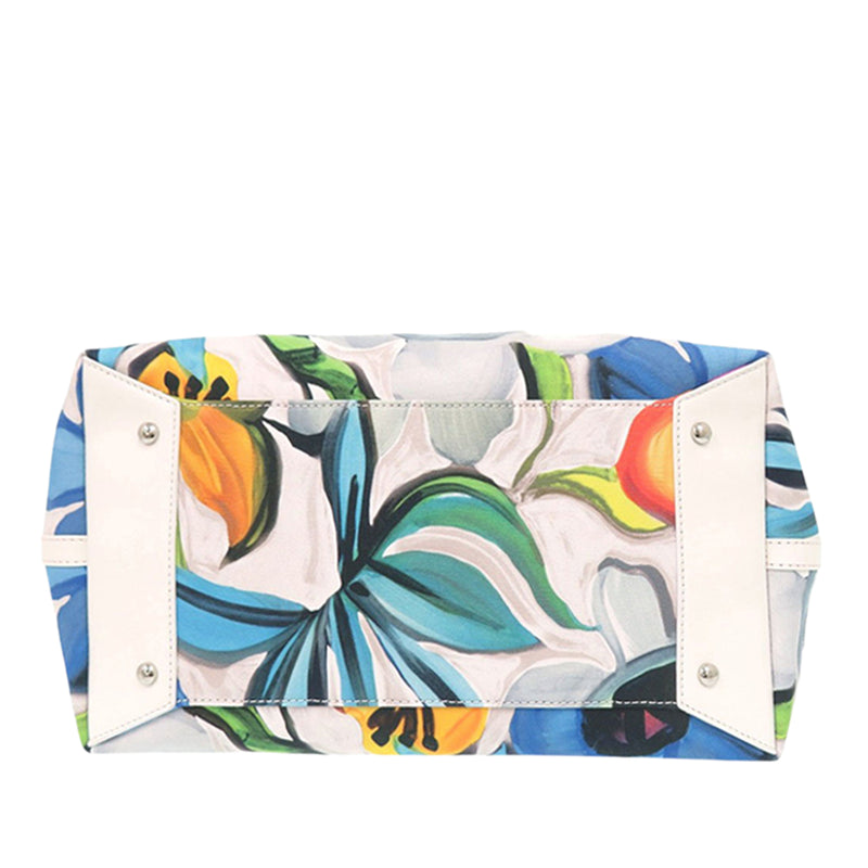 Small Floral Printed Canvas Cabata Tote - Image 3