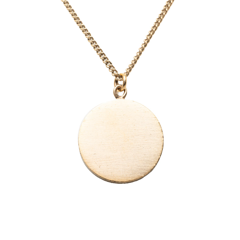 CC Gold Plated Enamel Camellia Round Pendant Necklace - Image 2