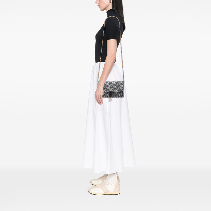 Oblique Canvas Saddle Pouch Wallet on Chain - Image 6