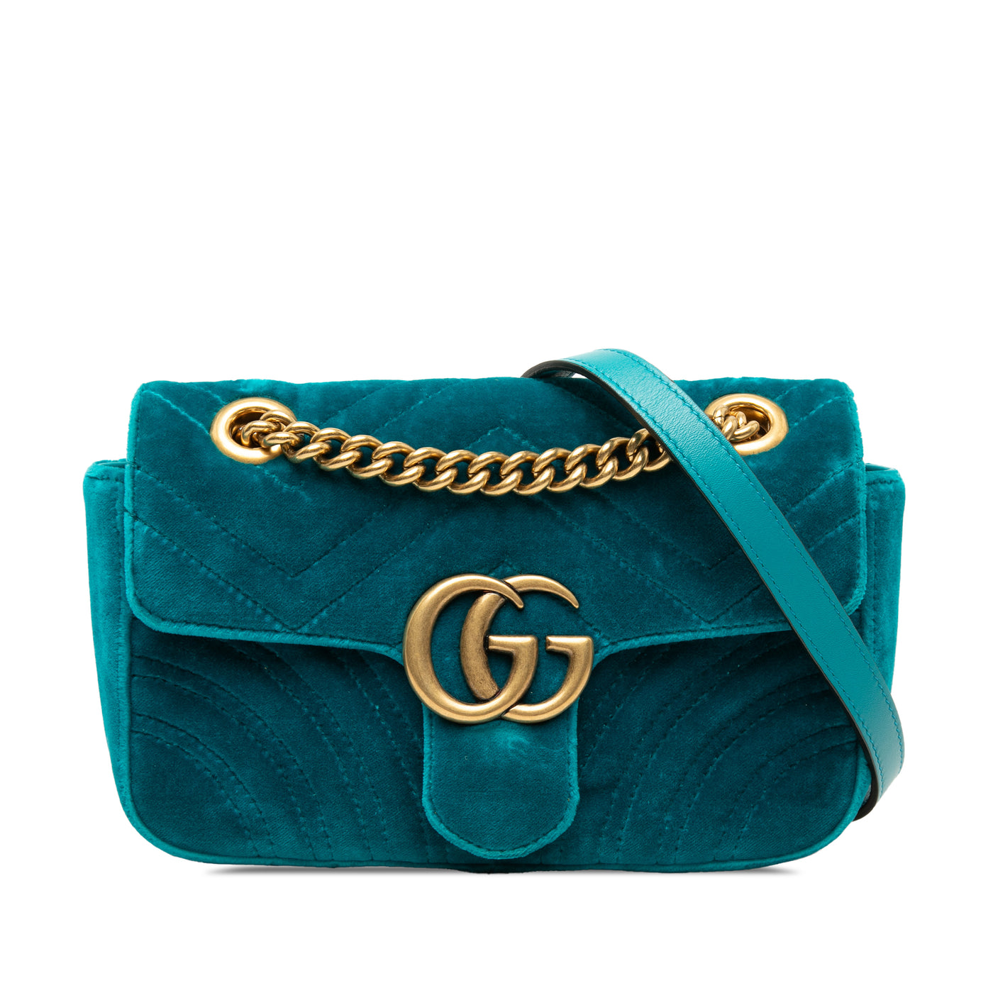 Small GG Marmont Matelasse Velvet Shoulder Bag - Image 1