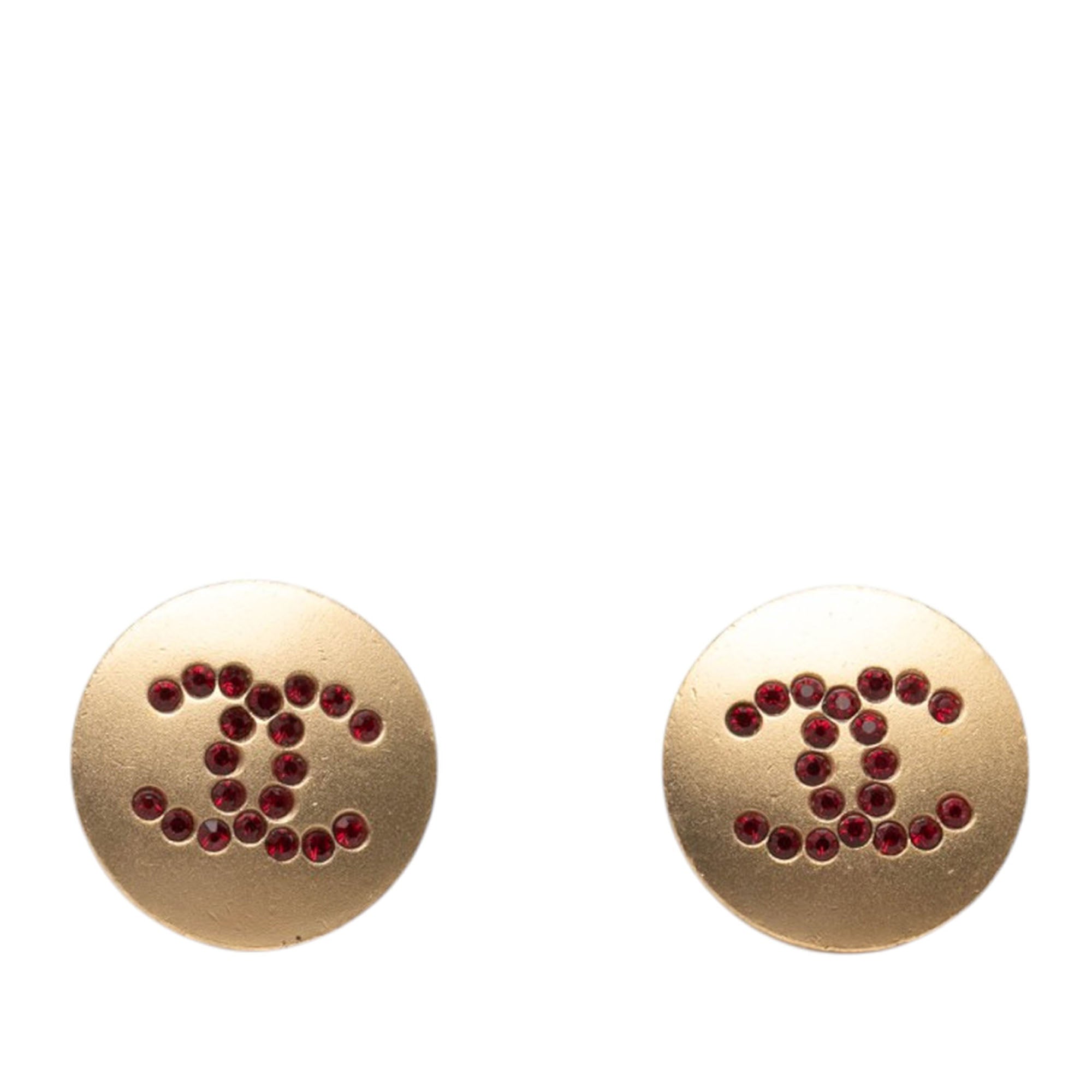 CC Gold Plated Crystals Push Back Earrings - Image 1