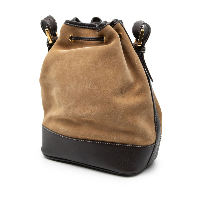 Suede Anagram Drawstring Bucket Bag - Image 2