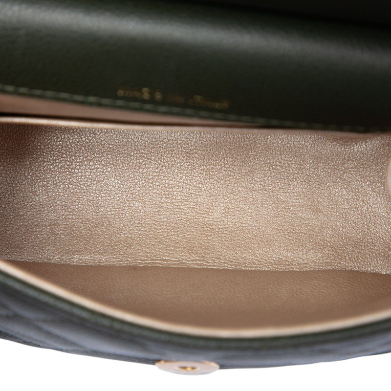 Small CC Quilted Caviar Bar Flap Clutch With Chain - Image 4