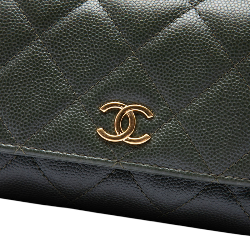 Small CC Quilted Caviar Bar Flap Clutch With Chain - Image 5